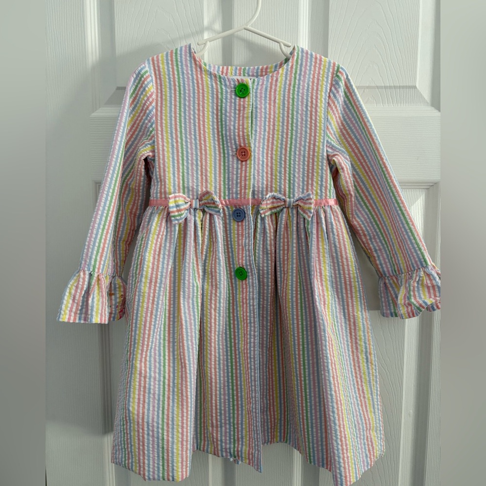 Colorful Striped Dress with Bow Accents